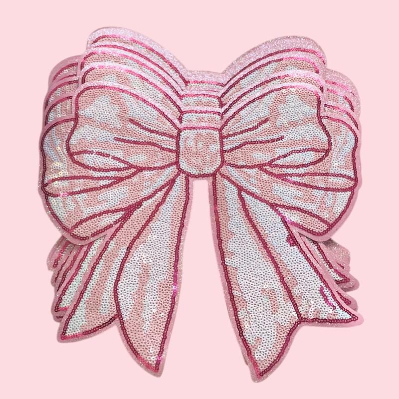 Pink Sequin Large Bow Patch